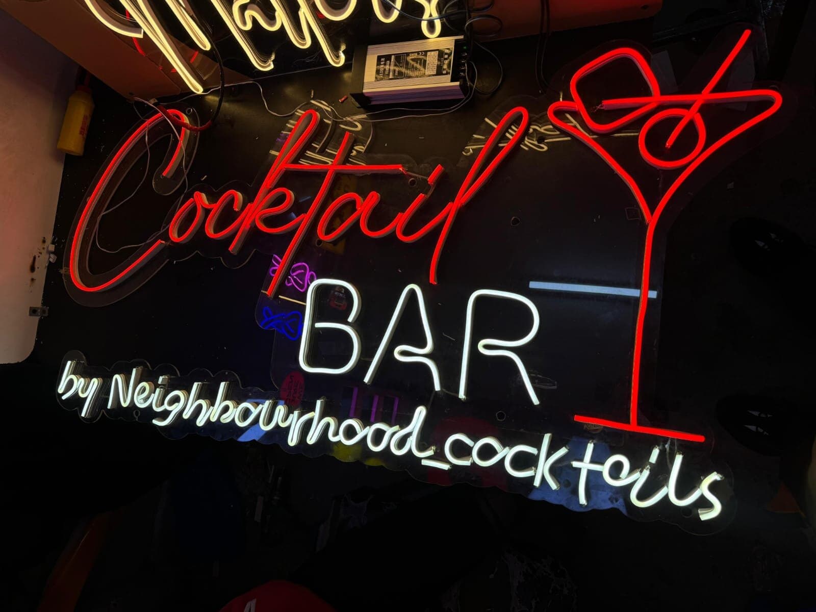 The Neighbourhood Cocktails neon sign at The Yard